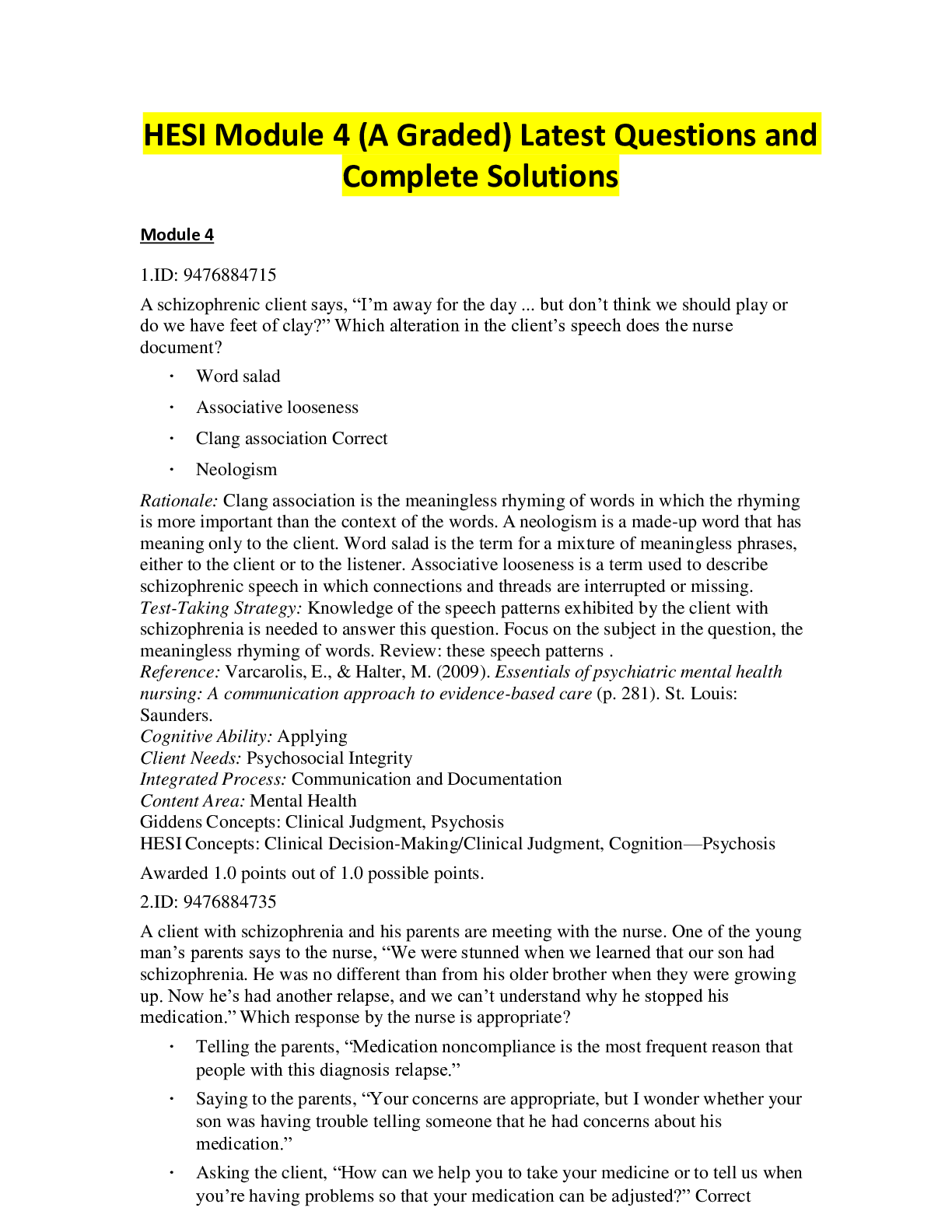Preview image for HESI Module 4 (A Graded) Latest Questions and Complete Solutions